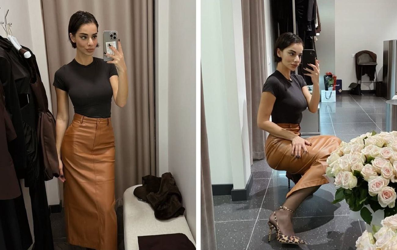 Як носити шкіряну спідницю восени 2025: приклад від учасниці "Холостяка" Ніколетти
